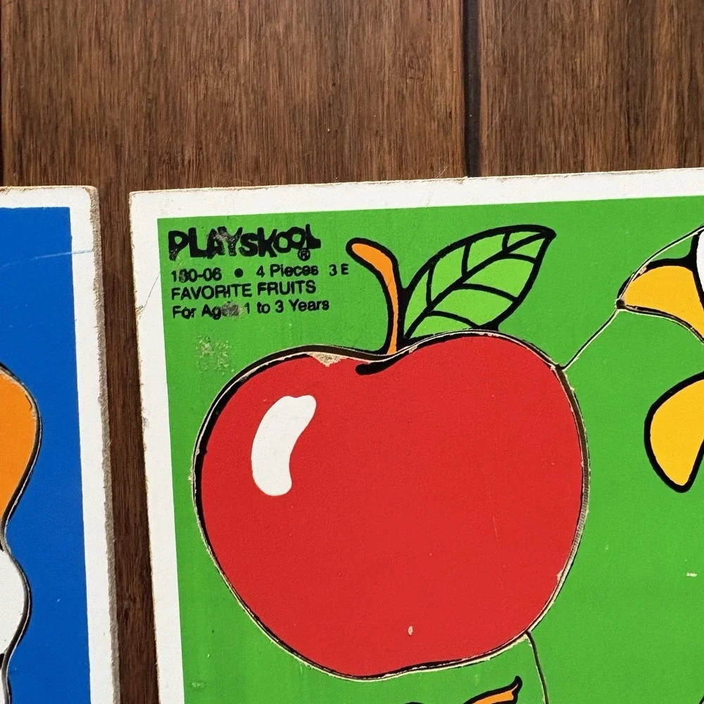 Lot of 8 Vintage Playskool Wooden Peg Puzzles Complete Grover Robotman USA